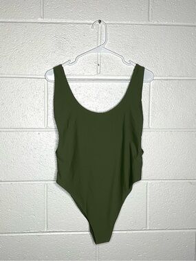 < Aerie Olive Green Super Scoop Cheeky One Piece Swimsuit >